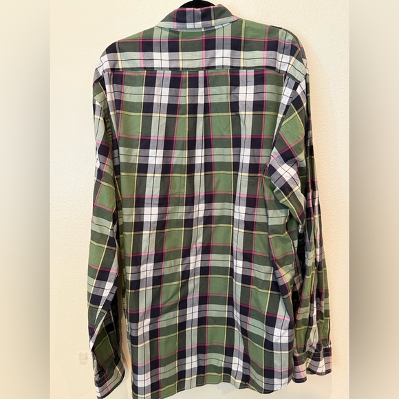 Lands' End Green and White Plaid Men's Shirt - Picture 4 of 4